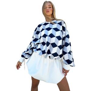 Trend Alaçatı Stili Ecru Damessweatshirt Met Ronde Hals En Digitale Print Mda-1076