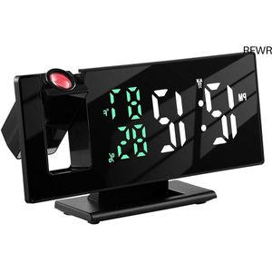 RFWR® Projectiewekker met LED-display, temperatuur- en luchtvochtigheidsweergave, 3 m projectie en alarmfunctie