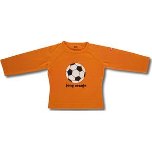 Twentyfourdips | T-shirt lange mouw kind met print 'Jong oranje' | Oranje | Maat 122/128