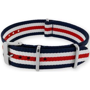 NATO Horlogeband G10 Military Nylon Strap Blue White Red 22mm