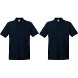 2-Pack maat XL donkerblauw polo shirt premium van katoen voor heren - Polo t-shirts voor heren