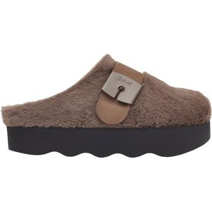 SCHOLL GRETA E Synthetic fur Dames Clogs - Brown - Maat 38