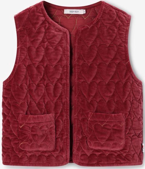 Sissy-Boy - Gilet - Donkerrood - Velvet - Met Hartjes