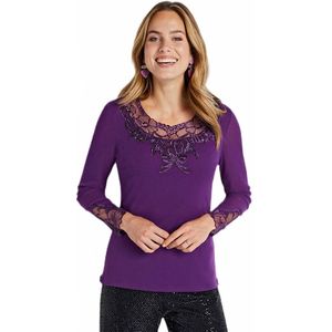 Geborduurd mesh cropped T-shirt