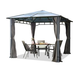 Tuinpaviljoen 3x3 m polycarbonaat dak ca. 8 mm waterdicht aluminium deluxe paviljoen 4 zijwanden partytent profiel90x90 mm