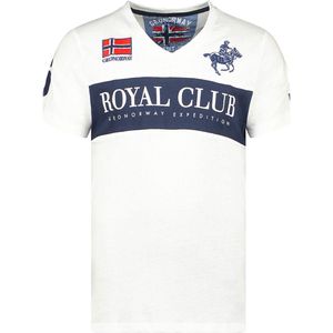 T-shirt V-hals Hals Wit Royal Club Geographical Norway - L