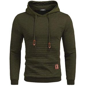 Herenhoodie met capuchon en geruit jacquard patroon - Lange mouwen, casual en sportief