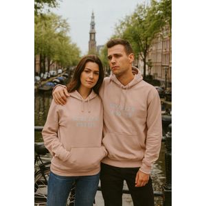 Hoodie met Coördinaten van Amsterdam – Zalm – Unisex Stadsdesign Sweater – S