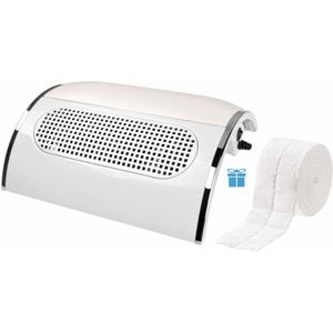 AUM® Nail Dust Collector - Inclusief GRATIS 500 Pluisvrije Celstof Doekjes & 2x herbruikbare stofzak - Stofafzuiger voor manicure en pedicure - 3 Motoren - Elektrische nagelstofzuiger - Wit
