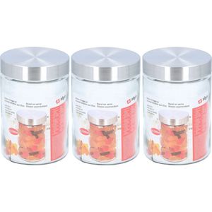 Alpina Voorraadpot - 3x - 1200 ml - glazen voorraadbus - 17 cm - luchtdichte deksel