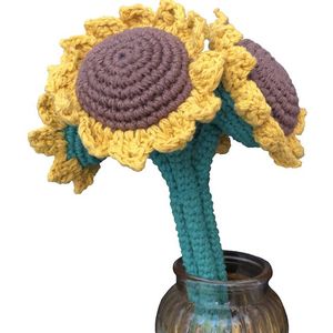 Luna-Leena duurzame zonnebloemen boeket in bio katoen - geel - hand gehaakt in Nepal - sunflowers - van Gogh - kunstbloemen - birthday - afscheid - cadeau