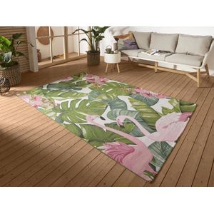 Flycarpets Flair Binnen & Buitenkleed Vloerkleed Tropical Flamingo - Multi - 80x165 cm