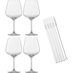Schott Zwiesel Gin Tonic Glazen Taste - 4 Glazen + 4 Rietjes en Borsteltje