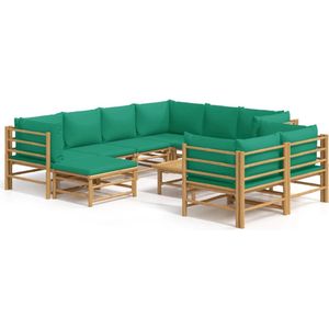 VidaXL 10-delige Loungeset met Kussens - Bamboe Groen