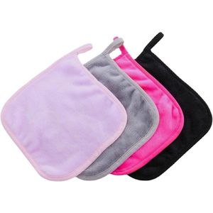 Inovra - Set van 4 herbruikbare make-up doekjes van microvezel 20 x 20 cm inclusief opbergzakje - ideaal voor gezichtsreiniging in mooie kleuren.