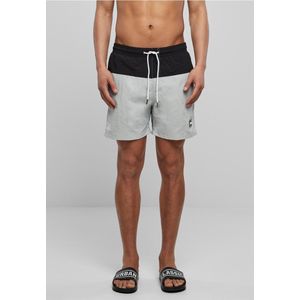 Urban Classics - Blokshorts - Lichtgrijs/Zwart - Sneldrogende Zwembroek - 5XL