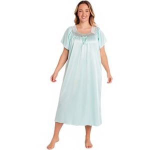 Lang satijnen nachthemd antistatisch kant