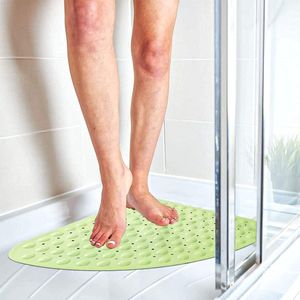 Rubberen hoekdouchemat - Antislip vierkante badmat - Antibacteriële mat - Zuignappen - Douchemat - Badmat - 54 x 54 cm - Groen
