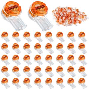 100 stuks UY2 enkele aderverbinders K2 waterdichte Jelly Crimp kabelconnector voor telefoon- en signaalkabel 2-poorts/2-core aansluiting (oranje)