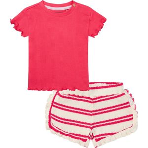 Noppeis meisje baby set: Shirt Montpelier en Shortje Montecito Raspberry maat 86