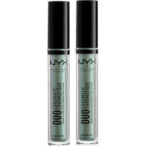 NYX PROFESSIONAL MAKEUP Duo Chromatic Lip Gloss - Foam Party, Pistachio Base With Gold/Pink Duo Chrome Pearl (2 STUKS)