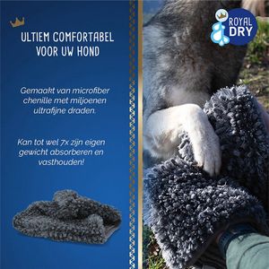 Hondenhanddoek Royal Towel Hondenverzorging : sterk absorberend – Handig – 35x81 cm – Microfiber chenille - Geschikt voor huisdierent