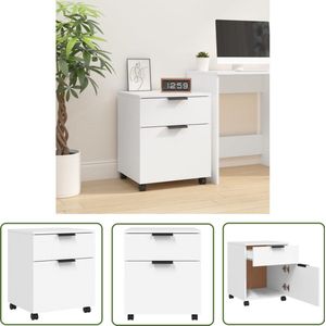 vidaXL Verrijdbare Dossierkast - Wit - 45x38x54 cm Dossierkast - Houten Kast - Wit Meubel - Bureaustools - Kantooraccessoires