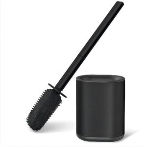 Quick Dry Toilet Brush with Removable Foot Free Standing Floor or Wall Mounted Comes with 2 Wall Stickers - Black