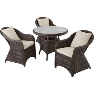 tectake - Aluminium Wicker luxe zitgroep met 3 stoelen en tafel - grijs - poly-rattan