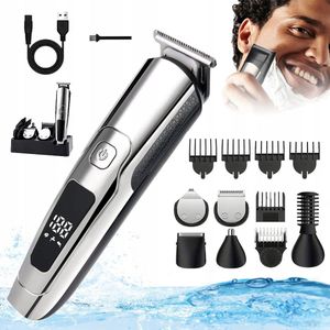 6-in-1 roestvrijstalen waterdichte tondeuse - Trimmer van volledig formaat - Nat en droog te gebruiken - Batterij-indicator - Geschikt voor het trimmen van hoofd, neus, lichaam en meer