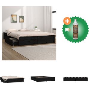 vidaXL Bedframe met lades zwart 120x190 cm 4FT Small Double - Bed - Inclusief Houtreiniger en verfrisser