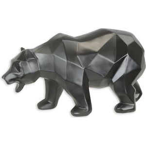 Polyresin beeld - Zwarte beer  - Polygon Veelhoek figuratief - 14,1 cm hoog
