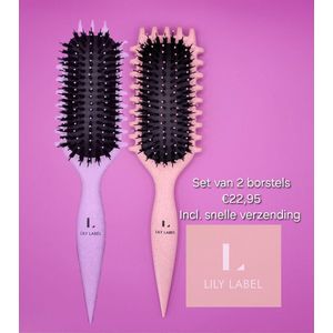 Lila & Pink Original Lily Label Define Styling Brush - Define Styling Brush Pink - Styling Borstel - Haarborstel - Definiërende Borstel - Krullen borstel -Curly Girl - CG Proof - Krullen - Detangler - Set van 2 - Incl snelle gratis verzending