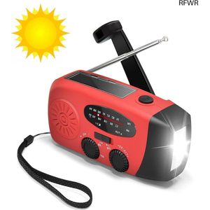 RFWR® Noodradio en Zonne-Oplaadbare Zwengelradio met 2000 mAh Batterij en SOS-alarm voor Noodsituaties