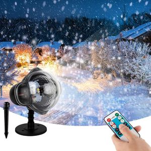 YAZEKY Kerstprojector Buiten Binnen, Buiten Halloween-projector met afstandsbediening, 16 patronen en 10 kleuren Watergolfeffect Sneeuwvlok Projectorlamp Decoratie voor feest, Kerstmis
