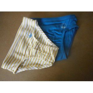 Petit Bateau - 2 pack - Onderbroek - Jongens - Slip - Blauw , geel - 4jaar 102