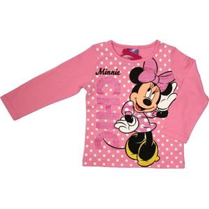 Disney - Meisjes Kleding - Minnie Mouse - Longsleeve - Roze - T-shirt met lange mouwen - Maat 128