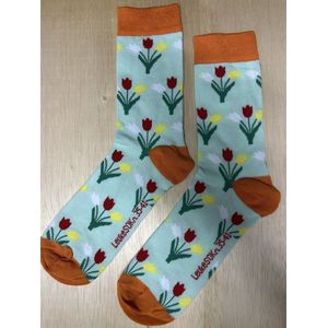 SOKn. Trendy sokken *TULPEN* maat 35-41 (ook leuk om kado te geven !)
