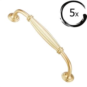 5X Handgreep Klassiek Goud 128 MM Aluminium - Handgreep goud - handgreep keuken - Meubelbeslag - handgrepen keukenkastjes - handgrepen kast - Keukengrepen goud- Kastgrepen - Meubelgrepen - Deurgreep goud- Norfolk Serie