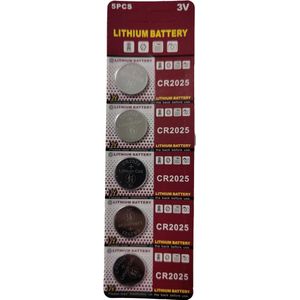 CR2025 Lithium Knoopcel Batterij 3V - Energiebron voor Kleine Elektronische Apparaten - Blister - 5 Stuks
