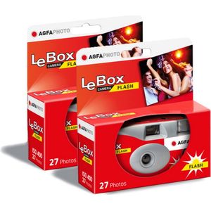 AGFA PHOTO PACK 2x - LeBox Flash Wegwerp Camera - 27 Foto's - Grijs en Rood