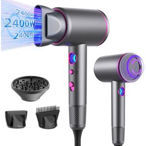Professionele Haardroger 2400W - 3 Temperatuur & 3 Snelheden - Ionische Technologie - Inclusief 3 Accessoires