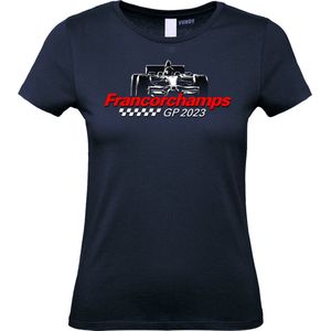 Dames T-shirt GP Francorchamps 2023 | Formule 1 fan | Max Verstappen / Red Bull racing supporter | Navy dames | maat XS