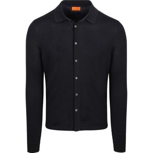 Suitable Cardigan Shirt Merino Donkerblauw (navy) - Maat M - Heren - Casual Shirt