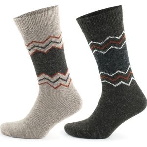 GoWith-Alpaca Wollen Sokken-2 paar-Thermosokken en Huissokken-Beige en Bruin-Maat 39-42