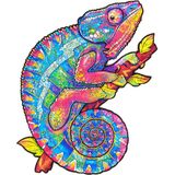 UNIDRAGON Houten Puzzel Voor Volwassenen Dier - Regenboogkleurige Kameleon - 107 stukjes - Small 19x24 cm