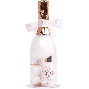 PVC Champagnefles - Verzorging geschenkset - Bad- en Douchegel - Badbruiser - Meshspons - Body lotion