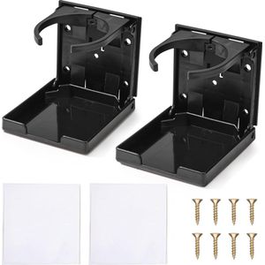 Verstelbare Autobekerhouder - Opvouwbare Koffiebekerhouder voor Auto en Camper - 2 Stuks - Zwart