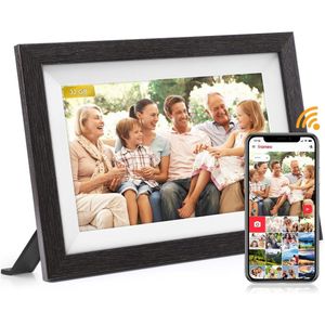 Digitale Fotolijst 10.1 Inch - Digitale Fotolijsten - Hoge Resolutie Hd+ Ips Display Met Wifi Connectiviteit - 1 - Ideaal Voor Thuis En Kantoor In Donker hout - kerstcadeaus voor volwassenen