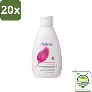 20 x Lactacyd – Sensitive – Extra Mild – 200 ml - Grootverpakking - Gevoelige Huid - Wasemulsie - Intieme Verzorging - Melkzuur - Katoenextract